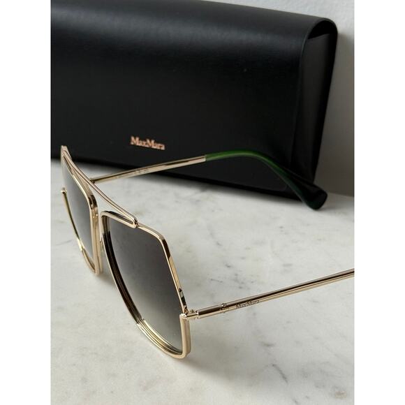 NEW Max Mara MM0102 Petite Elsa Sunglasses Gold Green main image 4